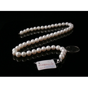 Wholesale w26480, 17.8-inch White Pearl Necklace, 9 mm Round Pearls